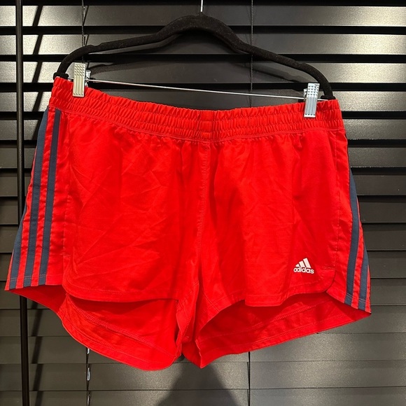 EUC Adidas red Areoready and blue stripe shorts - Picture 1 of 10